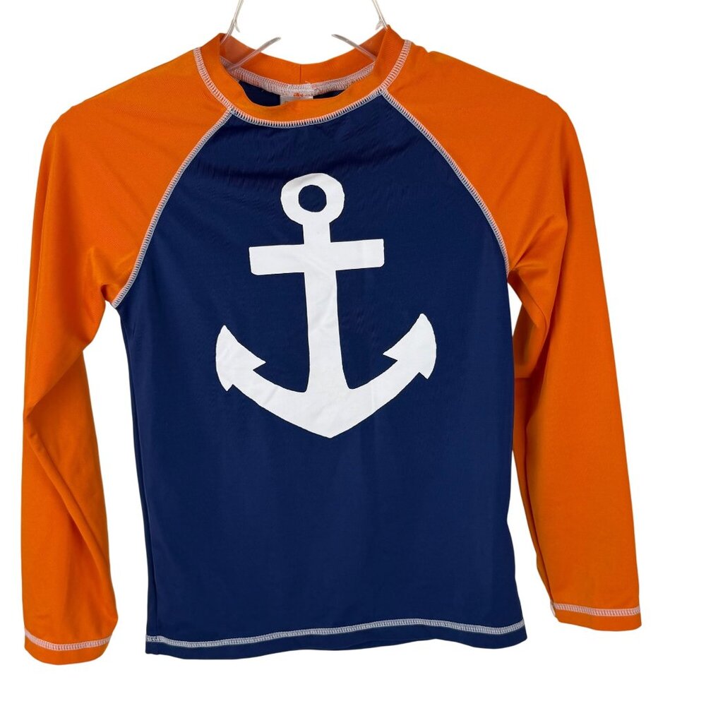 Gymboree Kids Rash Guard Swim Shirt Top Anchor Long-Sleeve M